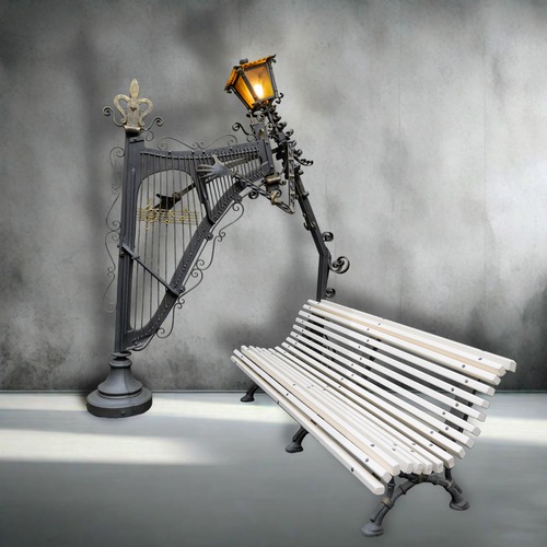 farola banco forjada artesanal artistica decorativa streetlight handmade artisan decorative