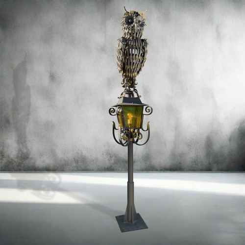 farola buho sin luz forjada artesanal artistica decorativa streetlight handmade artisan decorative