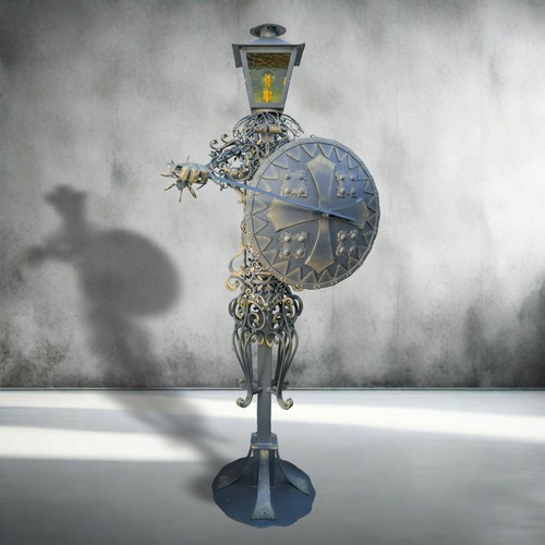 farola espadayescudo sin luz forjada artesanal artistica decorativa streetlight handmade artisan decorative