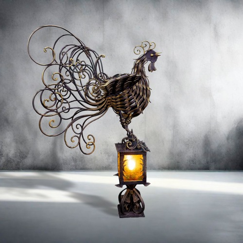 farola gallo forjada artesanal artistica decorativa streetlight handmade artisan decorative