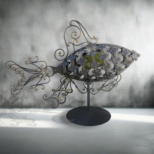 farola pez sin luz forjada artesanal artistica decorativa streetlight handmade artisan decorative