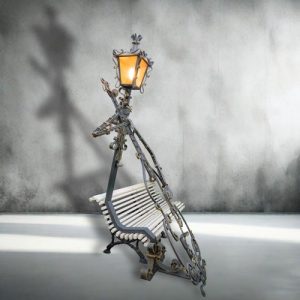 farola sentada banco forjada artesanal artistica decorativa streetlight handmade artisan decorative