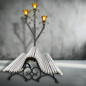 farola streetlight con banco forjada artistico artesanal decortativa handmade artisan decorative