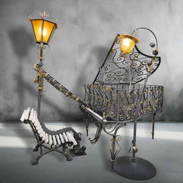 farola streetlight pianista forjado artistico artesanal decortativa handmade artisan decorative